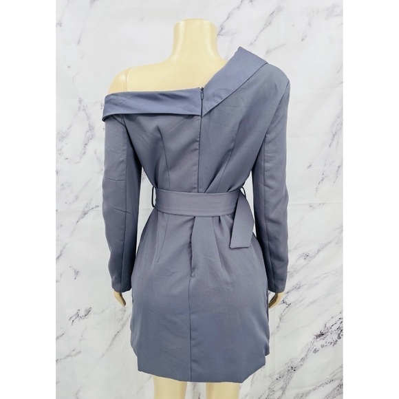 J002 MISSGUIDED Off The Shoulder Blazer Dress Blue - Picture 5 of 10